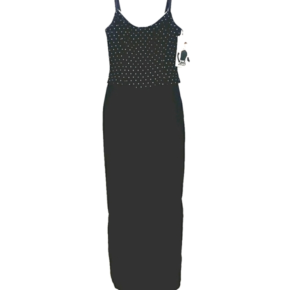 Nwt Vintage Jessica McClintock Black Matte Satin Gown Rhinestone Trim B… - Picture 17 of 17